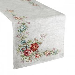Graue Gobelin-Tischdecke mit hochwertig gewebtem Blumenmuster
