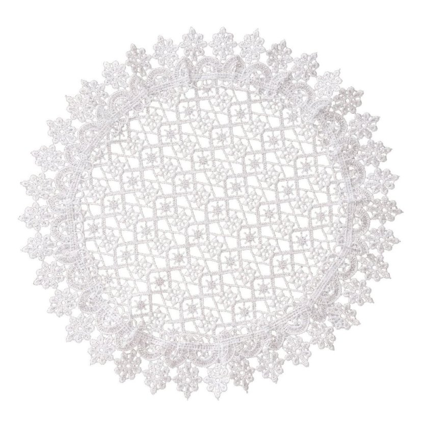 Elegantný okrúhly čipkovaný obrúsok