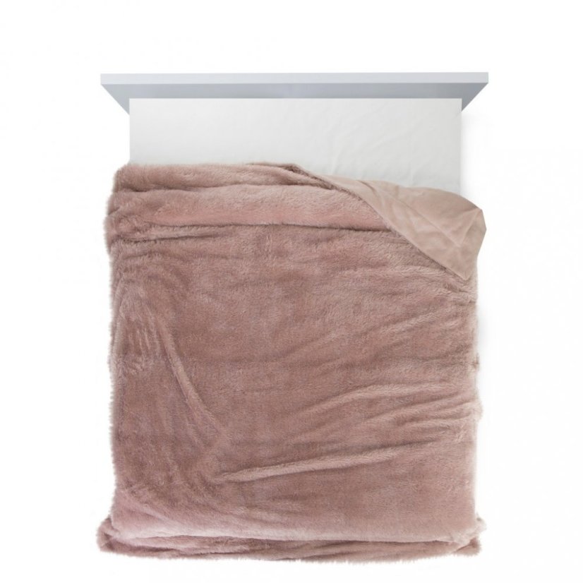 Růžová chlupatá deka na sedací soupravy