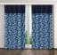 Blauer Vorhang mit weißen und blauen Blumen und dunkelblauer Bordüre - Größe: Breite: 160 cm | Länge: 270 cm
