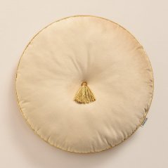 Кръгла декоративна възглавница от кадифе в кремаво