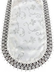 Față de masă ovală de lux cu broderie delicată și dantelă