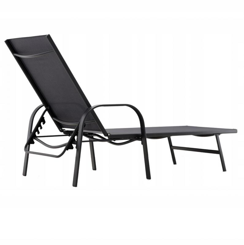 Polohovateľné záhradné lehátko tmavosivé