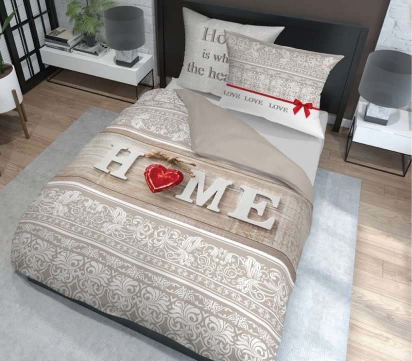 Béžové vzorované posteľné obliečky HOME z bavlny