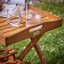 Carrello di servizio in legno di acacia con vassoio estraibile