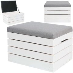 Pouf in legno con vano portaoggetti - cassapanca con seduta