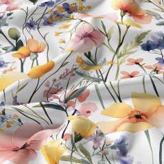 Saténová posteľná bielizeň z bavlny s farebným kvetmi