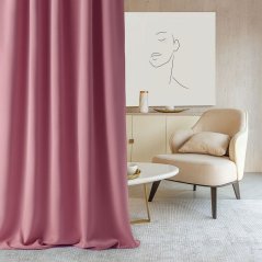 Záves ružovo indickej farby Aura so zavesením na strieborné kruhy 140 x 260 cm