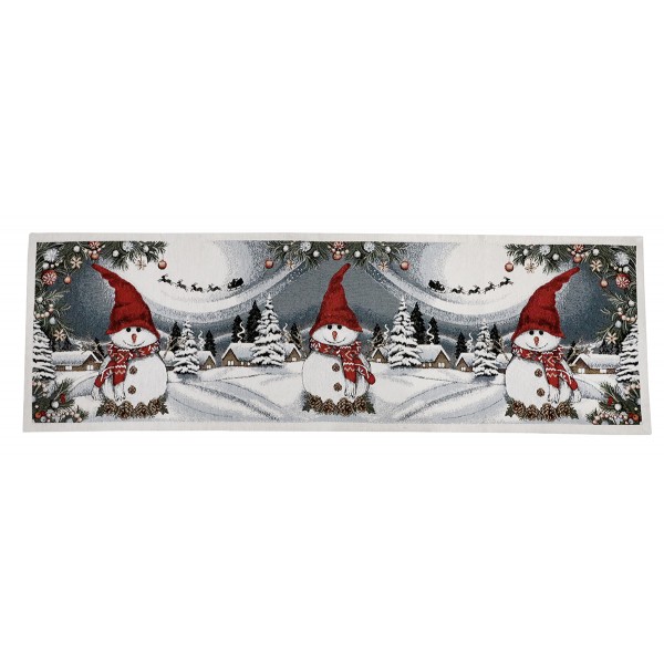 Față de masă tapițerie cu om de zăpadă 40x180 cm