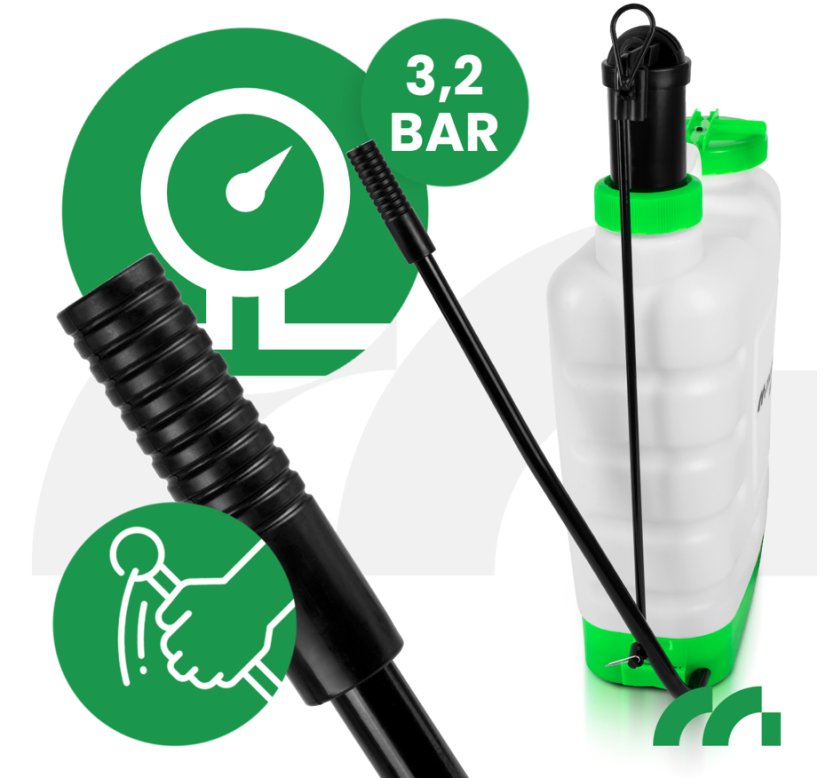 Pulverizator manual cu presiune pentru grădină 16L cu duză lungă și set de duze