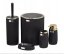 Runder Satz Bad-Accessoires in Schwarz mit goldenen Details