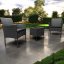 Set in rattan con tavolo e 2 poltrone - grigio + cuscini antracite