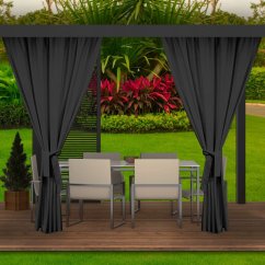 Einfarbiger Vorhang in Graphit für den Gartenpavillon 155 x 220 cm