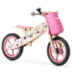 Balance bike rosa con tasca portaoggetti