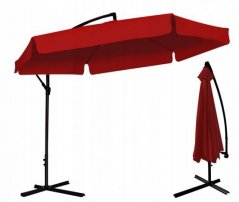 Червен градински чадър със стойка