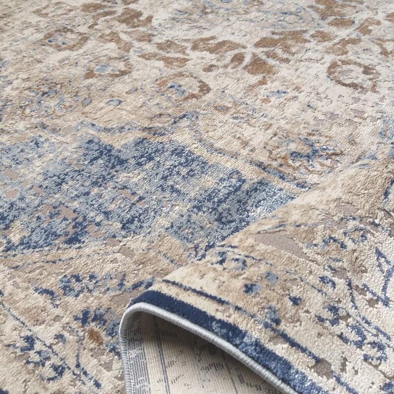 Tökéletes vintage szőnyeg bézs kék mintával