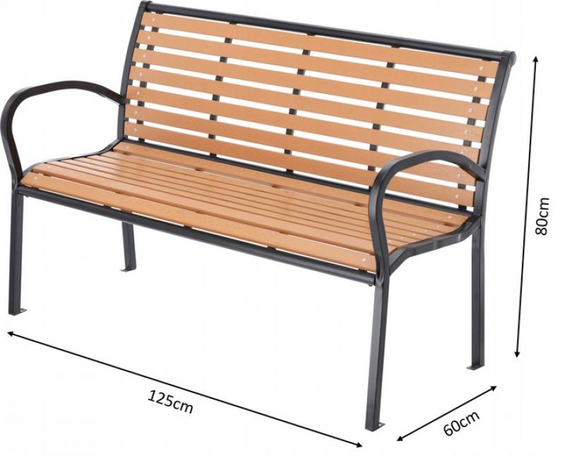 Модерна градинска пейка в кафяво 125 x 60 x 80 cm