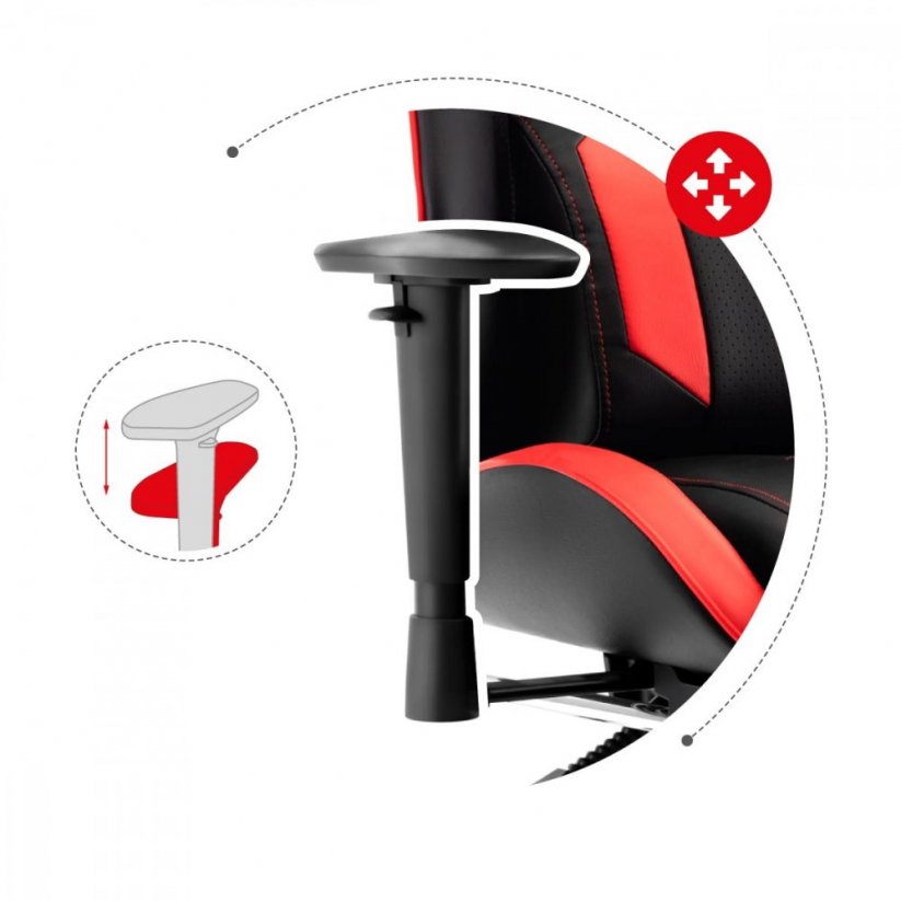 Udoben igralni stol COMBAT 6.0 v črno-rdeči barvni kombinaciji