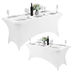 Față de masă elastică albă pentru masa de catering 240 cm