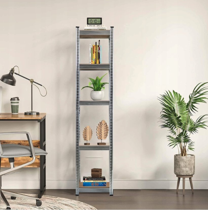 Stabilní kovový regál s 5 policemi 180 x 40 x 40 cm