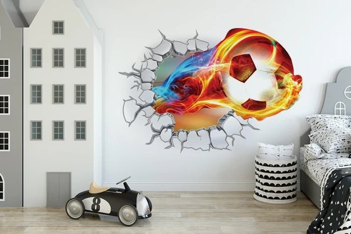 3D samolepka na zeď fotbalový míč - Rozměr nálepky: 65 x 95 cm