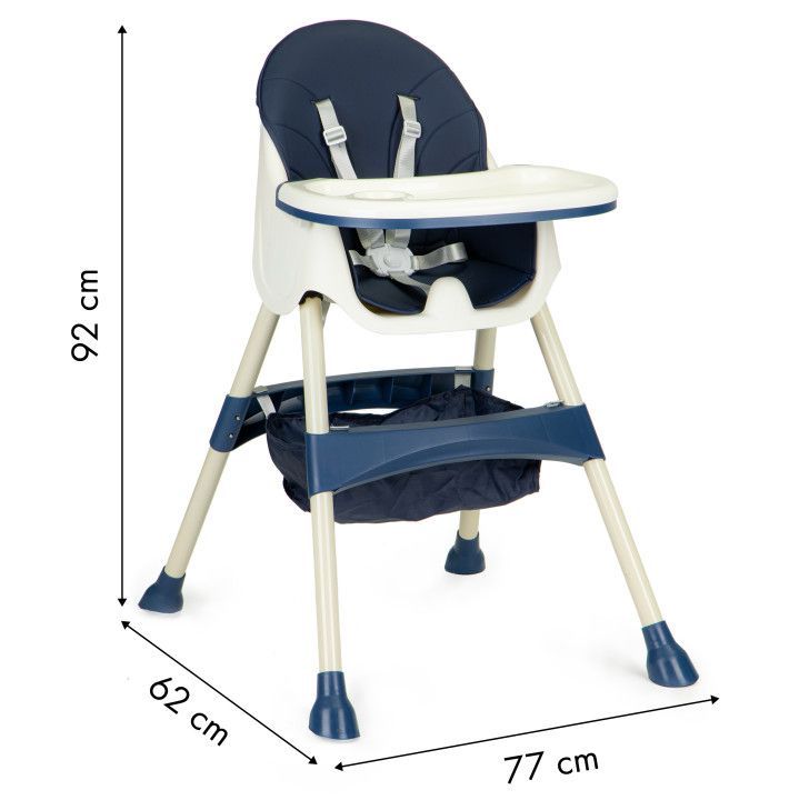 Стол за хранене на бебета 2в1 в тъмно синьо