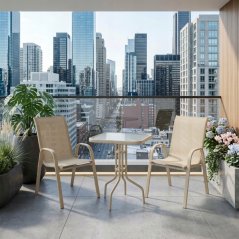 Set de mobilier de grădină bej pentru balcon mic și terasă – scaune + masă