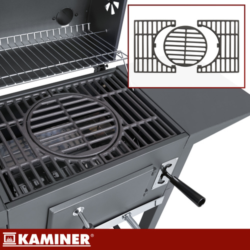 Grătar de grădină cu grătar din fontă și accesorii