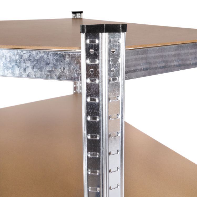 Stabilní rohový kovový úložný regál s 5 policemi 180x90x40