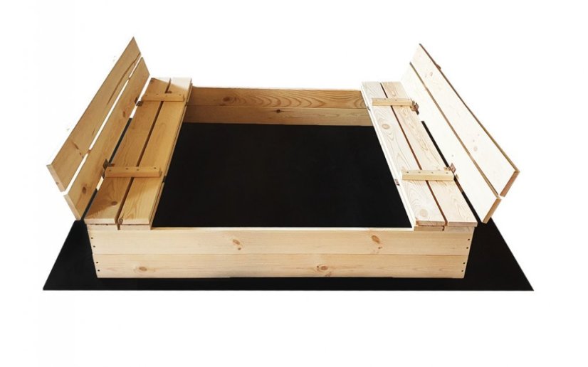 Geschlossener Sandkasten für Kinder mit Bänken 140 x 140 cm