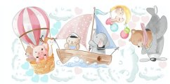 Süße Kinder Wandsticker Abenteuerliche Tiere 60 x 120 cm