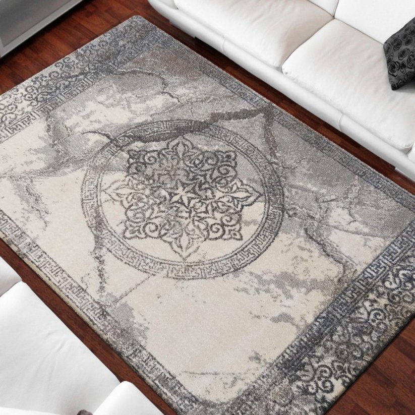 Сив килим с мандала - Размерът на килима: Ширина: 80 см | Дължина: 150 см