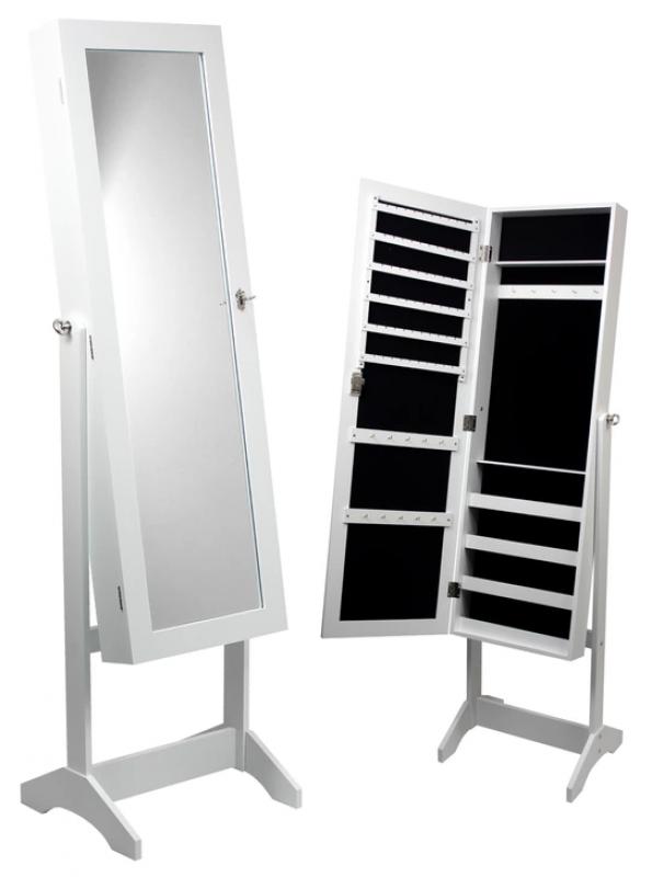 Portagioie nero con specchio 41,5 x 36,5 x 147 cm