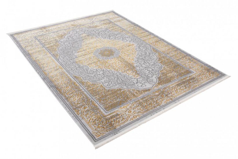 Exkluzivní moderní šedý koberec se zlatým orientálním vzorem - Rozměr koberce: Šířka: 80 cm | Délka: 150 cm
