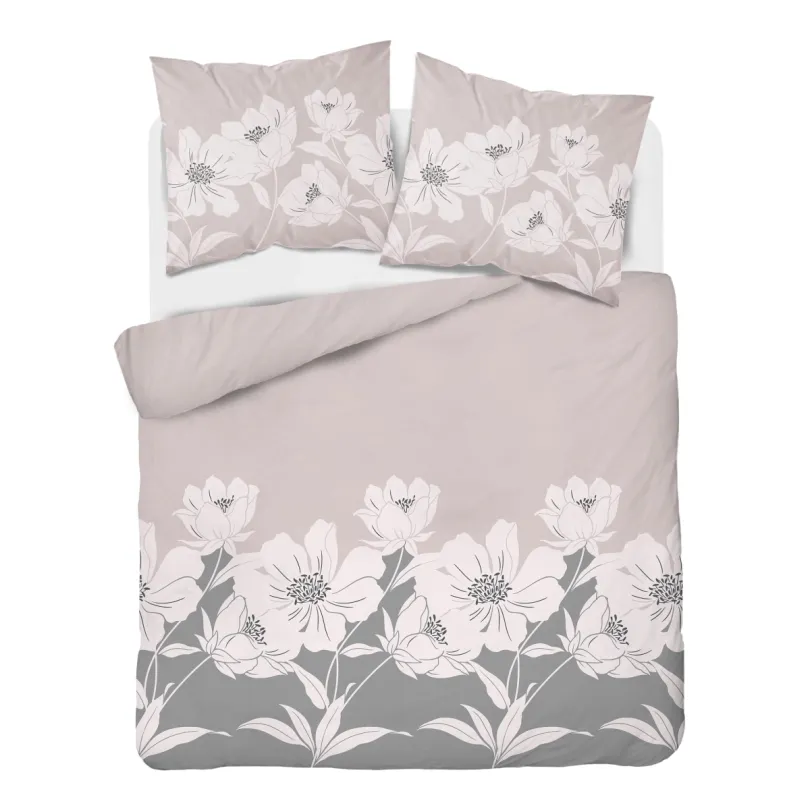 Flanelové posteľné obliečky - ružové s motívom kvetov