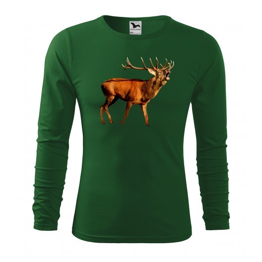 Originálne bavlnené tričko s dlhým rukávom pre vášnivého poľovníka - Farba: Zelená, Veľkosť: S