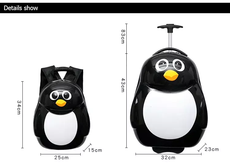 Detský cestovný kufor s tučniakom 30 l + batoh