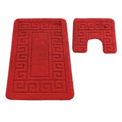 Dvojdielny set do kúpeľne Montana Ethnic v červenej farbe