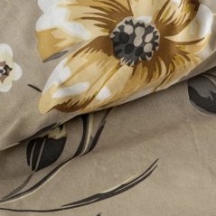 Bettlaken aus Baumwolle mit einem Muster aus Feldblumen - beige