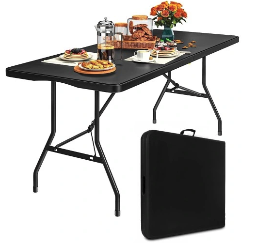  Záhradný cateringový stôl rozkladací 180 cm - čierny