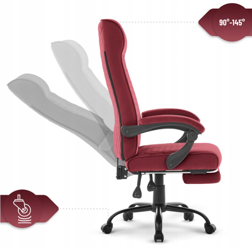 Ergonomická kancelářská židle HC-1030 s pružinovým sedákem a nosností 120 kg – vínová