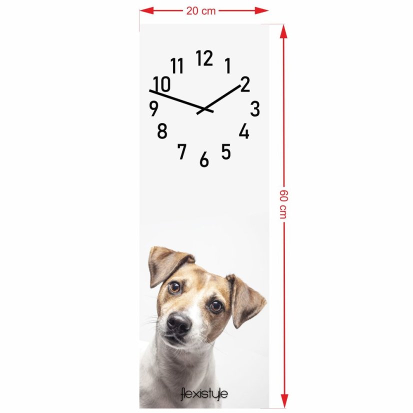 Detské nástenné hodiny 20 x 60 cm s jack russel