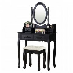 Črna toaletna miza z velikim ogledalom