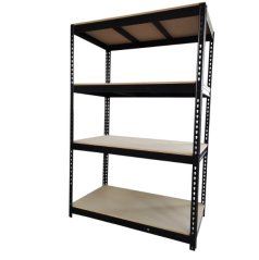 Fekete tároló állvány 4 polccal 180 x 120 x 60 cm