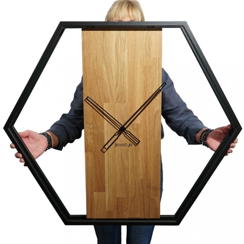 Wanduhr in einer Kombination aus Holz und Metall 80 cm