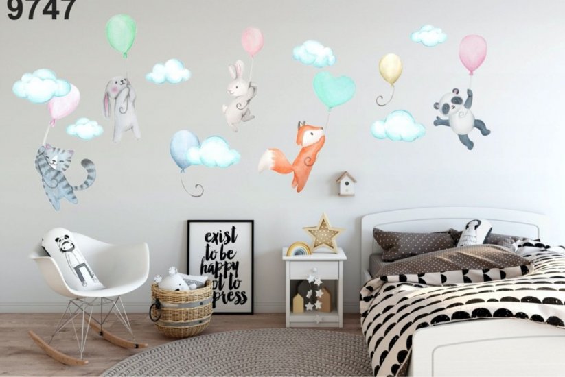 Autocolant decorativ de perete pentru copii Animale Cu Baloane