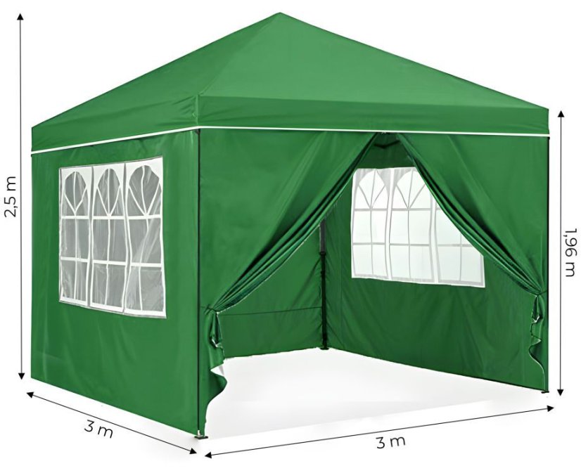 Tenda da giardino con 4 pareti 3x3 m