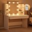 Toeletta Lucia con illuminazione LED, specchio, cassetto e ripiani 140 x 110 x 40 cm