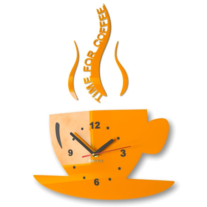 Ceas de perete "Este timpul pentru cafea" - Culoare: Portocalie