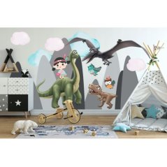 Samolepka na stenu dinosaury v horách